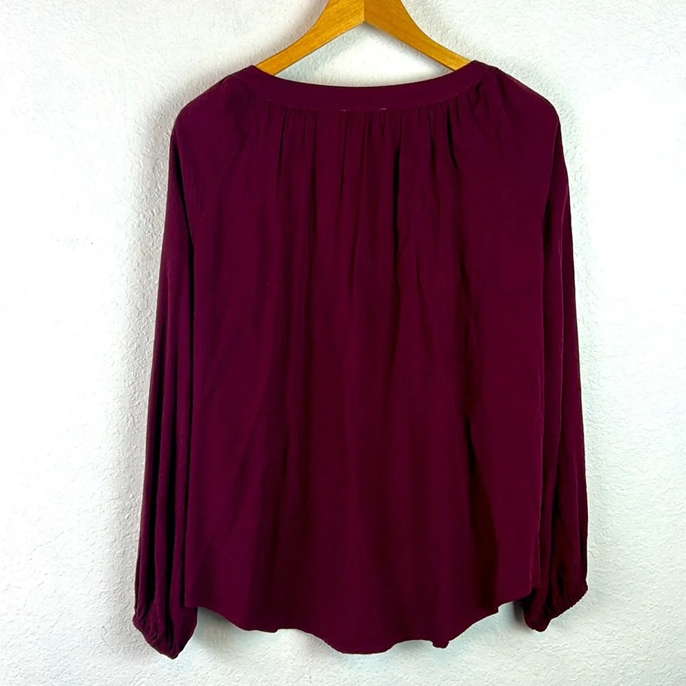 NWT Ann Taylor Loft merlot v-neck balloon sleeve top M - Picture 7 of 8